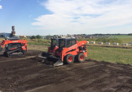 skid steers on dirt